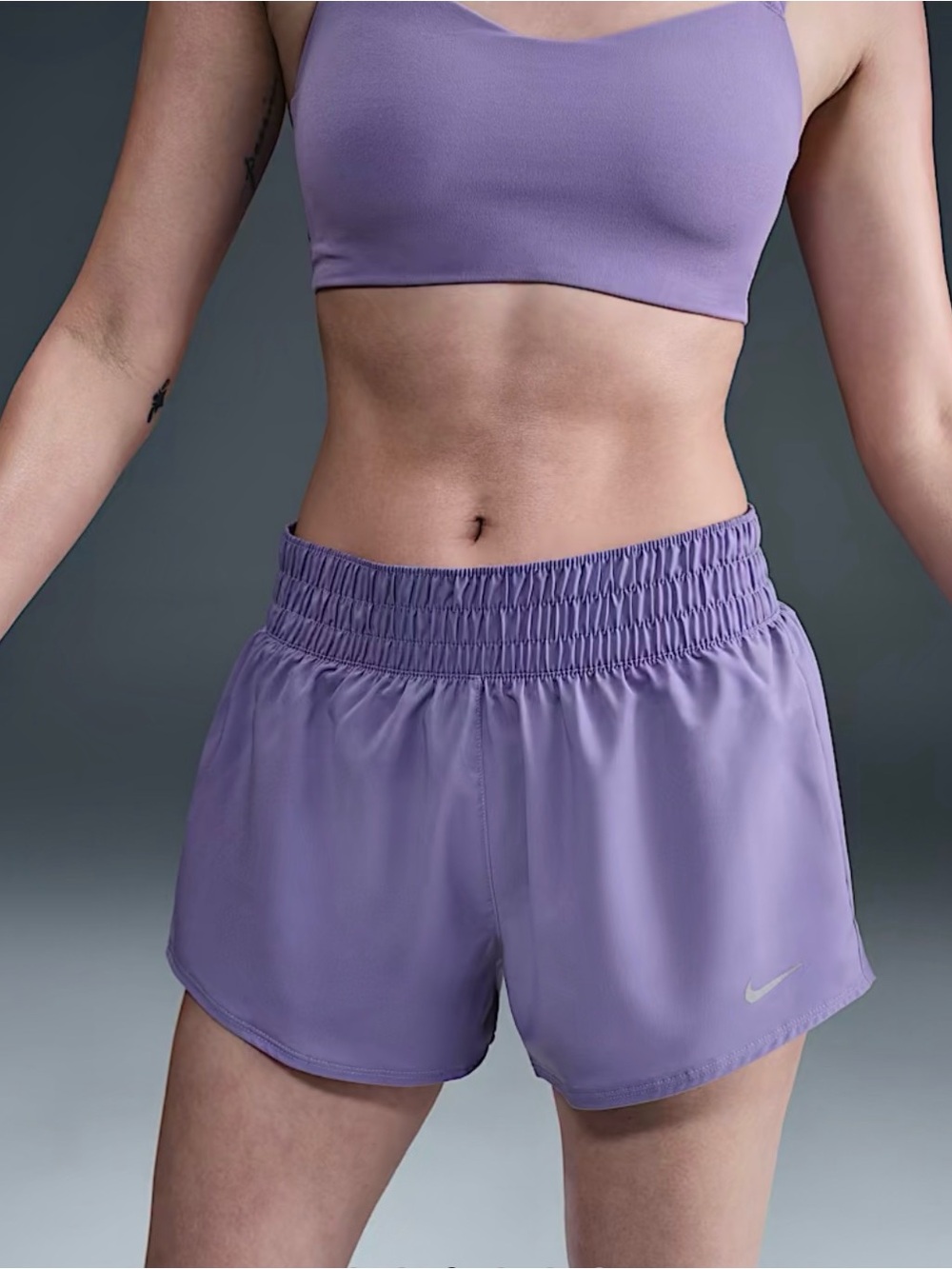 Nike One Women’s XL Mid-Rise 3" Shorts in Purple with Back Pocket